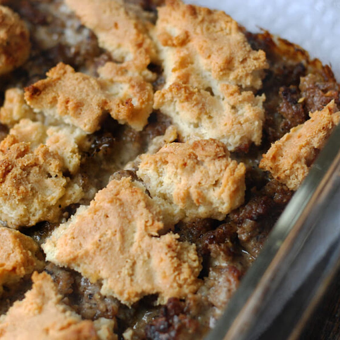 Keto Sausage Gravy and Biscuit Bake