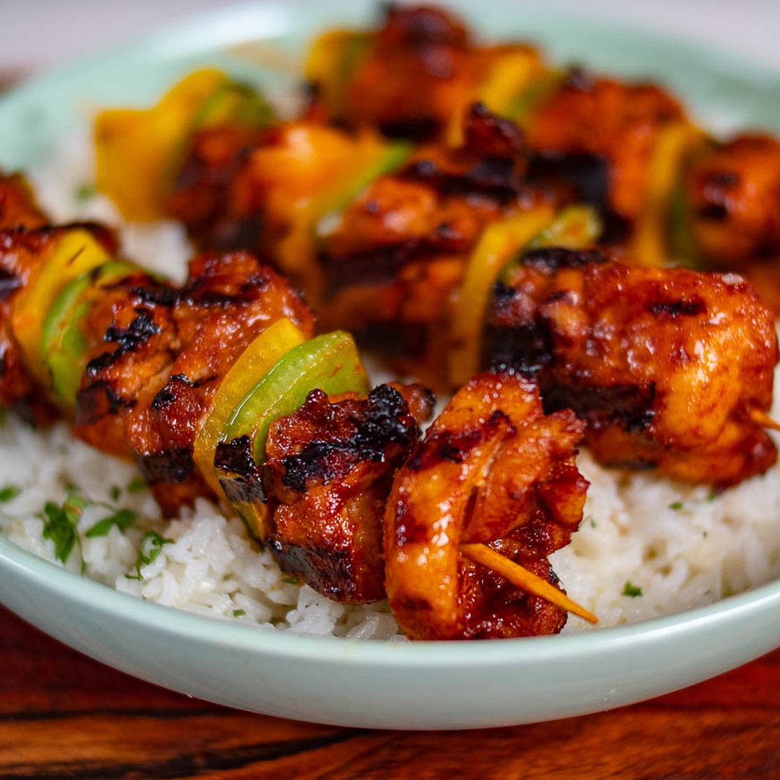 Easy Sriracha Chicken Kebabs