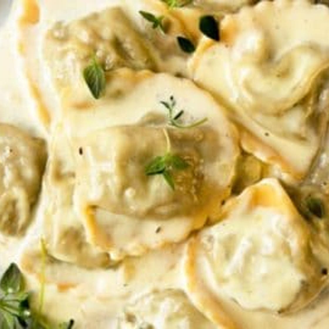 Mushroom Ravioli In A Parmesan Cream Sauce