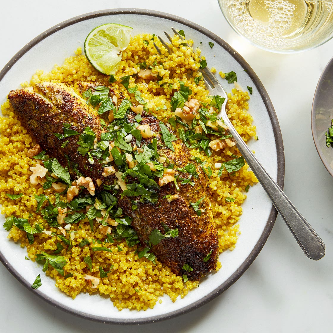 Sumac Baked Fish With Saffron Quinoa