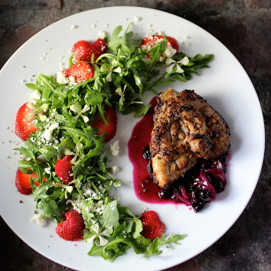 Patriotic Grilled Chicken, Savory Blueberry Compote, Strawberry Arugula Salad - Taste With The Eyes