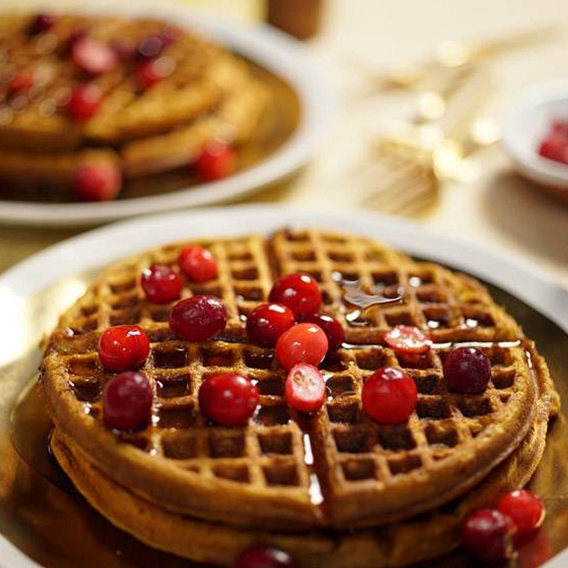 Pumpkin Cranberry Waffles - Ellie Krieger