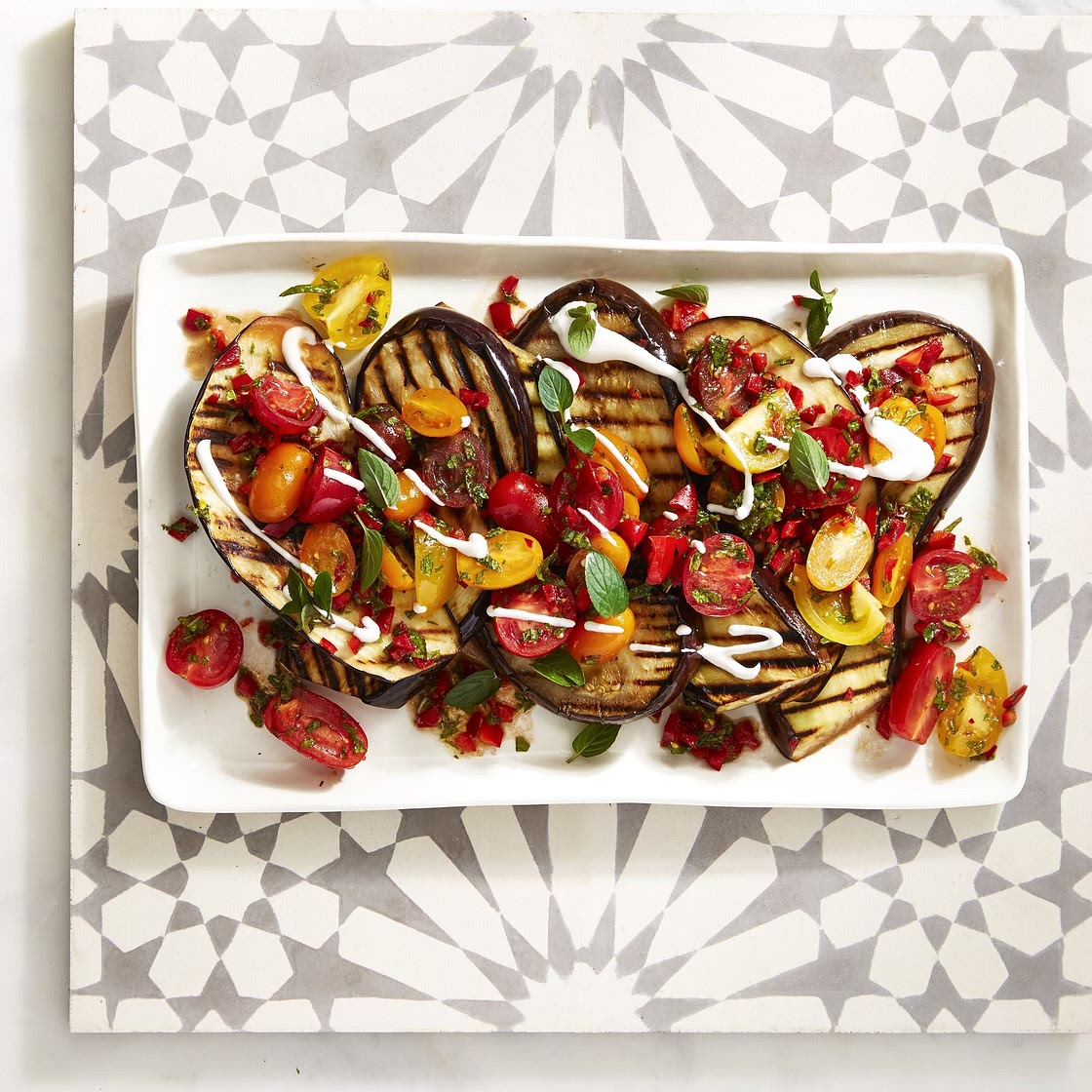 Spiced Grilled Eggplant with Fresh Tomato Salad