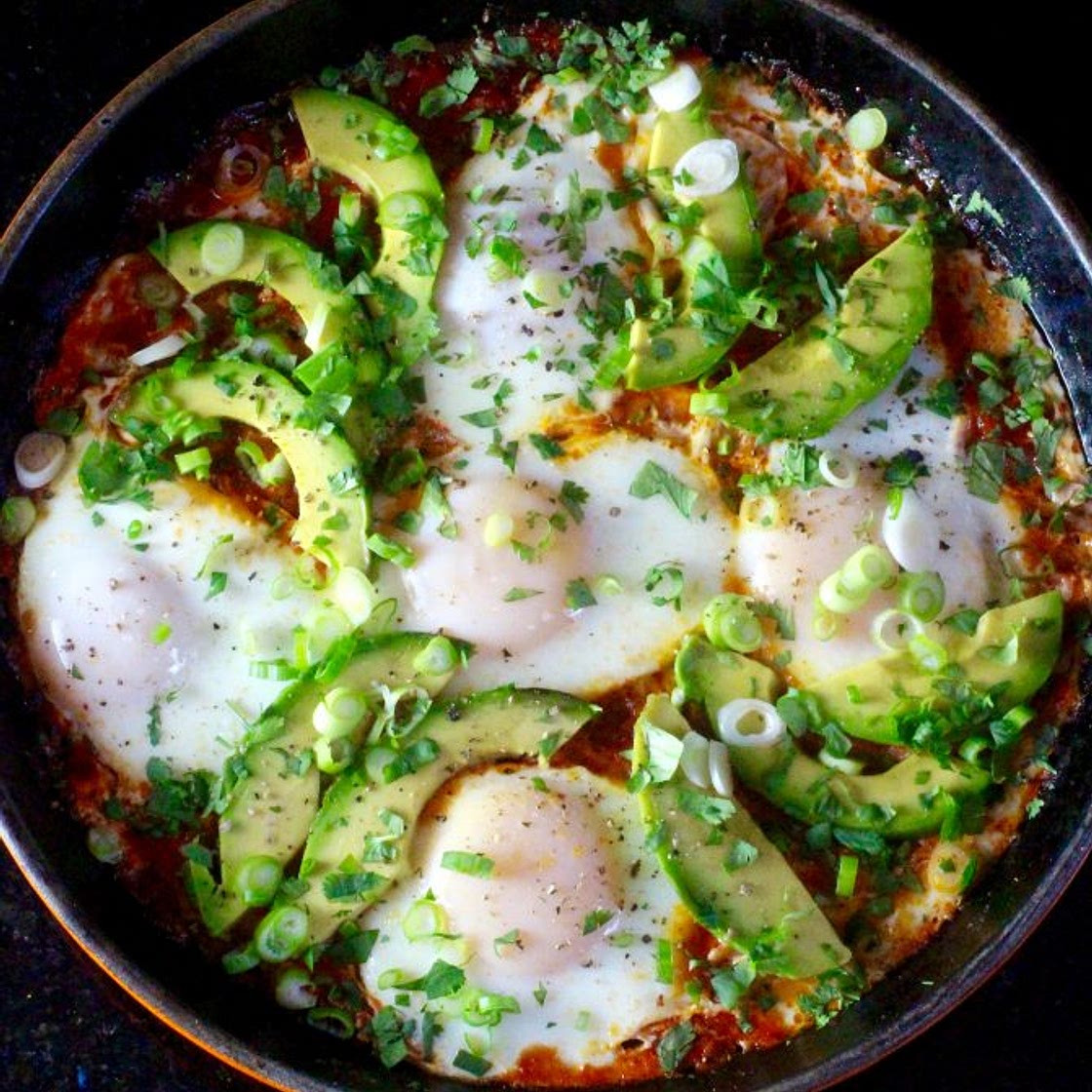 Southwest-Style Shakshuka with Avocado, Epazote, Pinto Beans - Taste With The Eyes