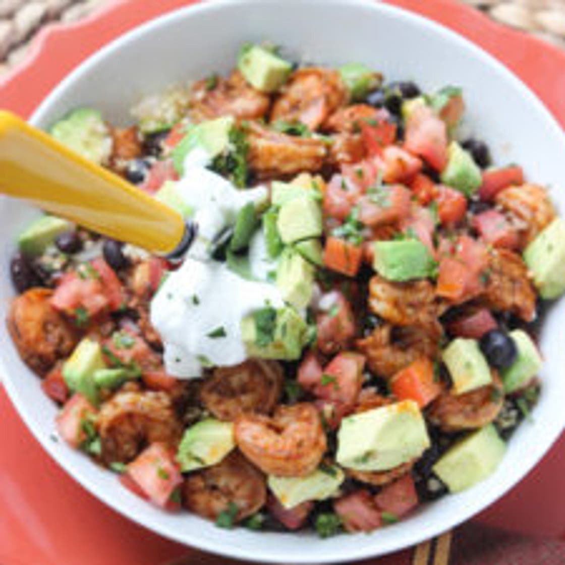 Shrimp and Cilantro-Lime Quinoa Burrito Bowl