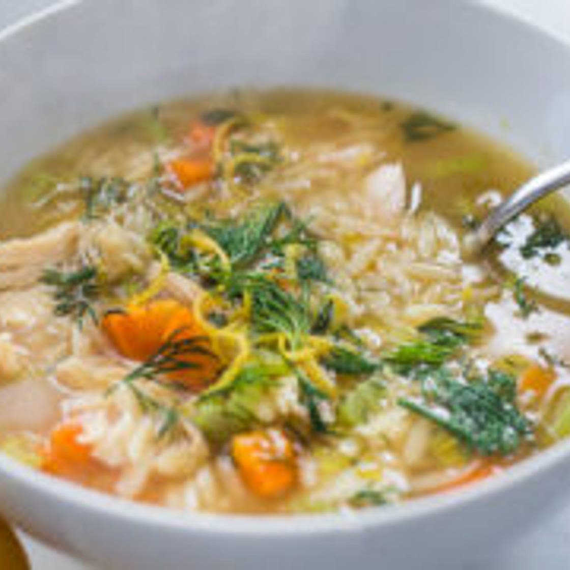 Lemony Chicken Orzo Soup with Dill