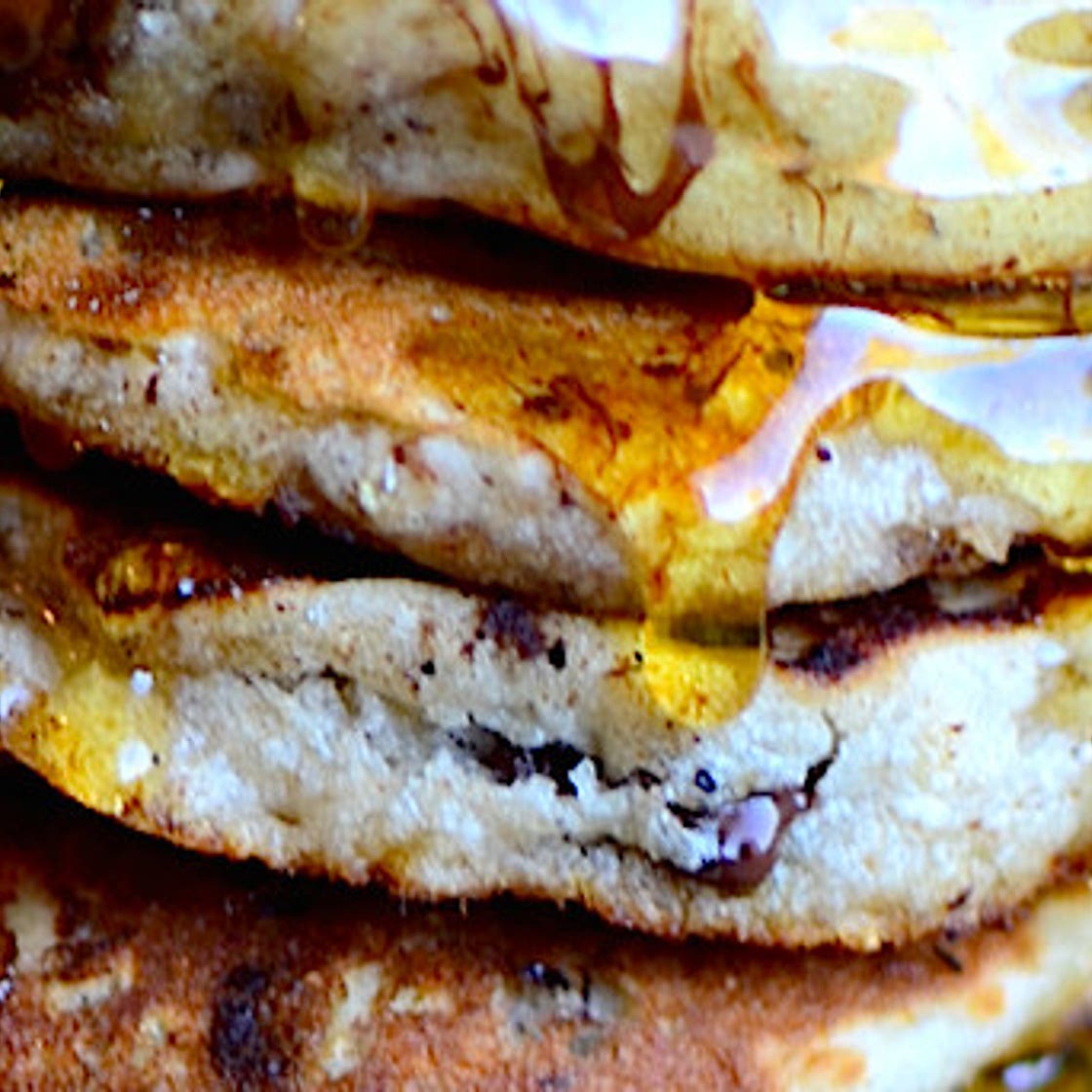 Buckwheat, Banana, Oatmeal, Dark Chocolate Pancakes {Naturally Gluten Free!}