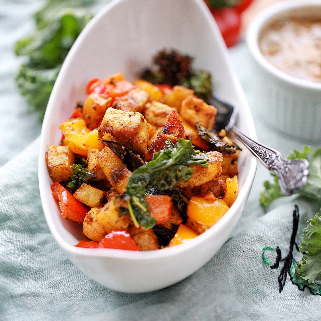Cuban style Sweet potatoes plantain and tofu bake
