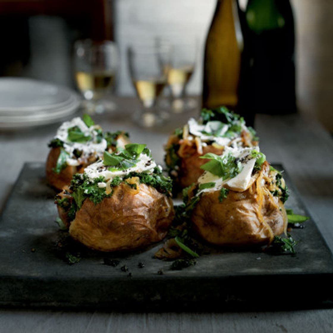 Kale & caramelised onion jackets