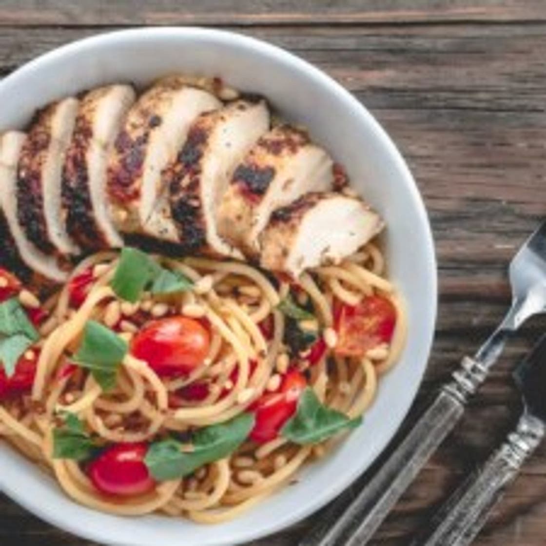 Tomato-Basil Spaghetti with Blackened Chicken