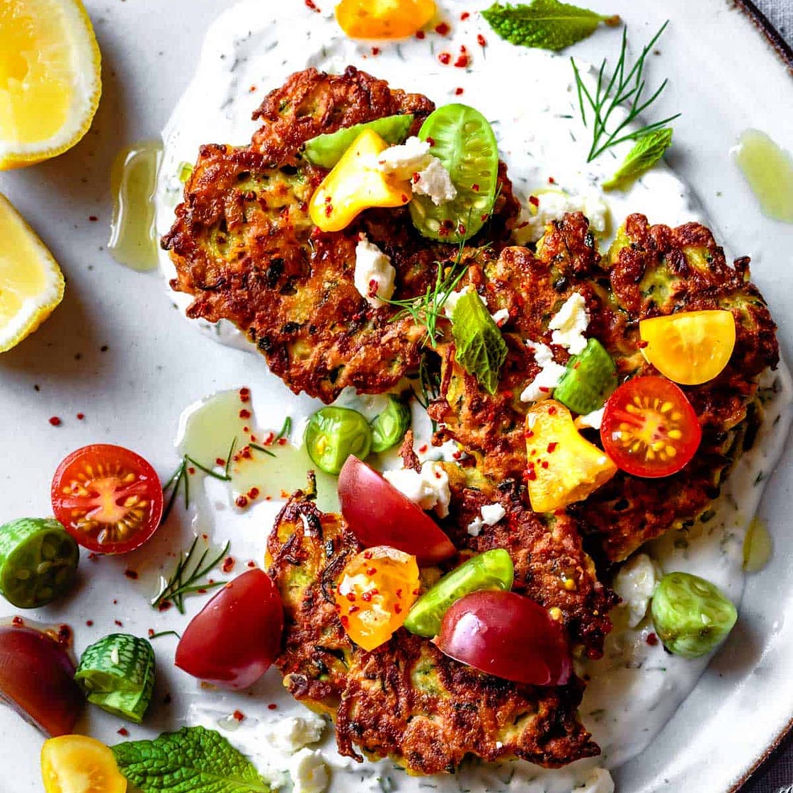 Spiced Gluten-Free Zucchini Fritters {grain-free, dairy-free option}