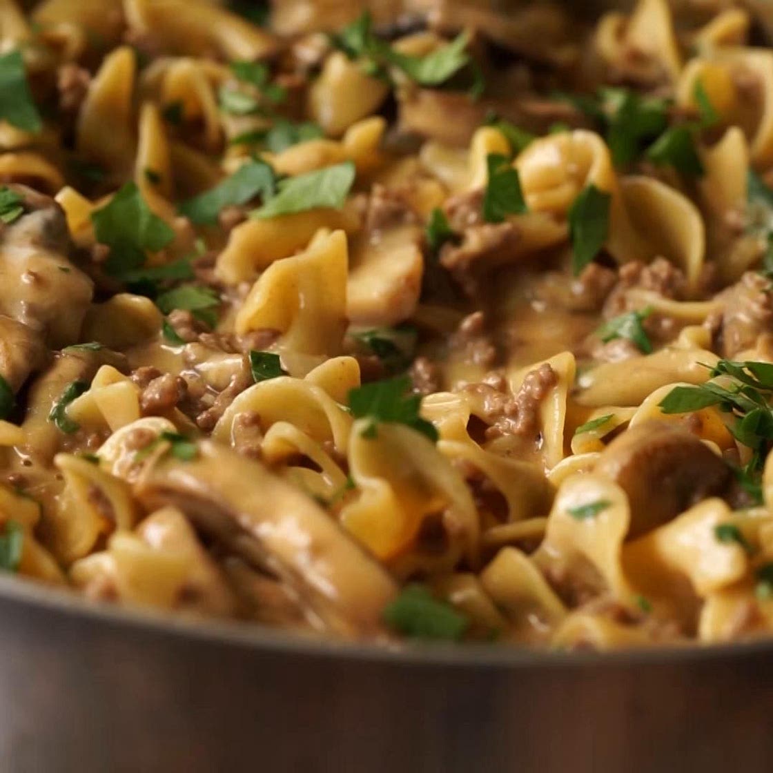 One-Skillet Ground Beef Stroganoff Recipe by Tasty