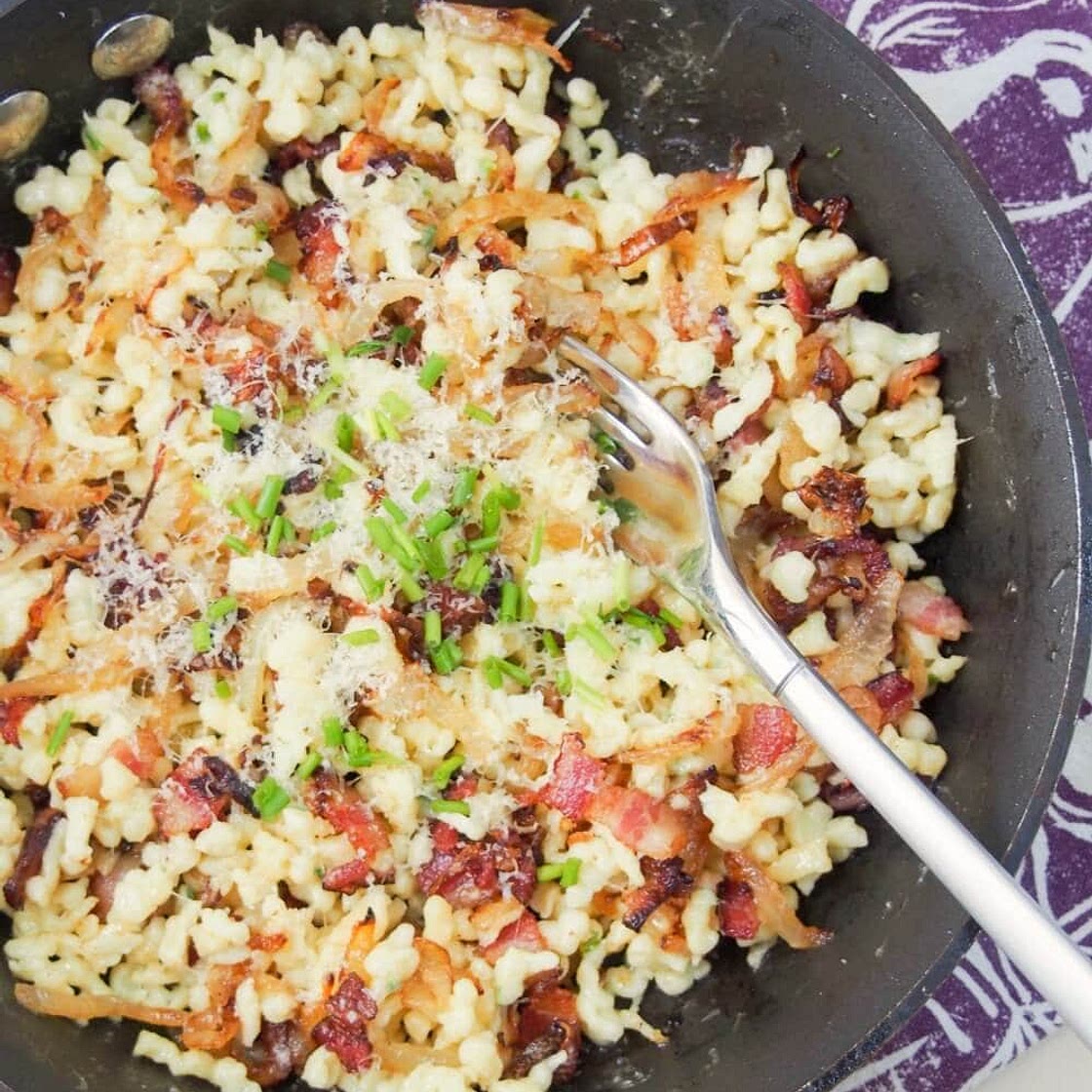 Spaetzel with Bacon & Brussels Sprout