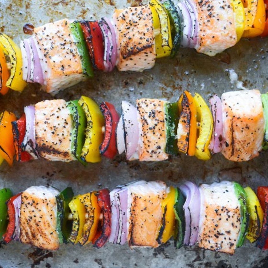 Rainbow Salmon Skewers