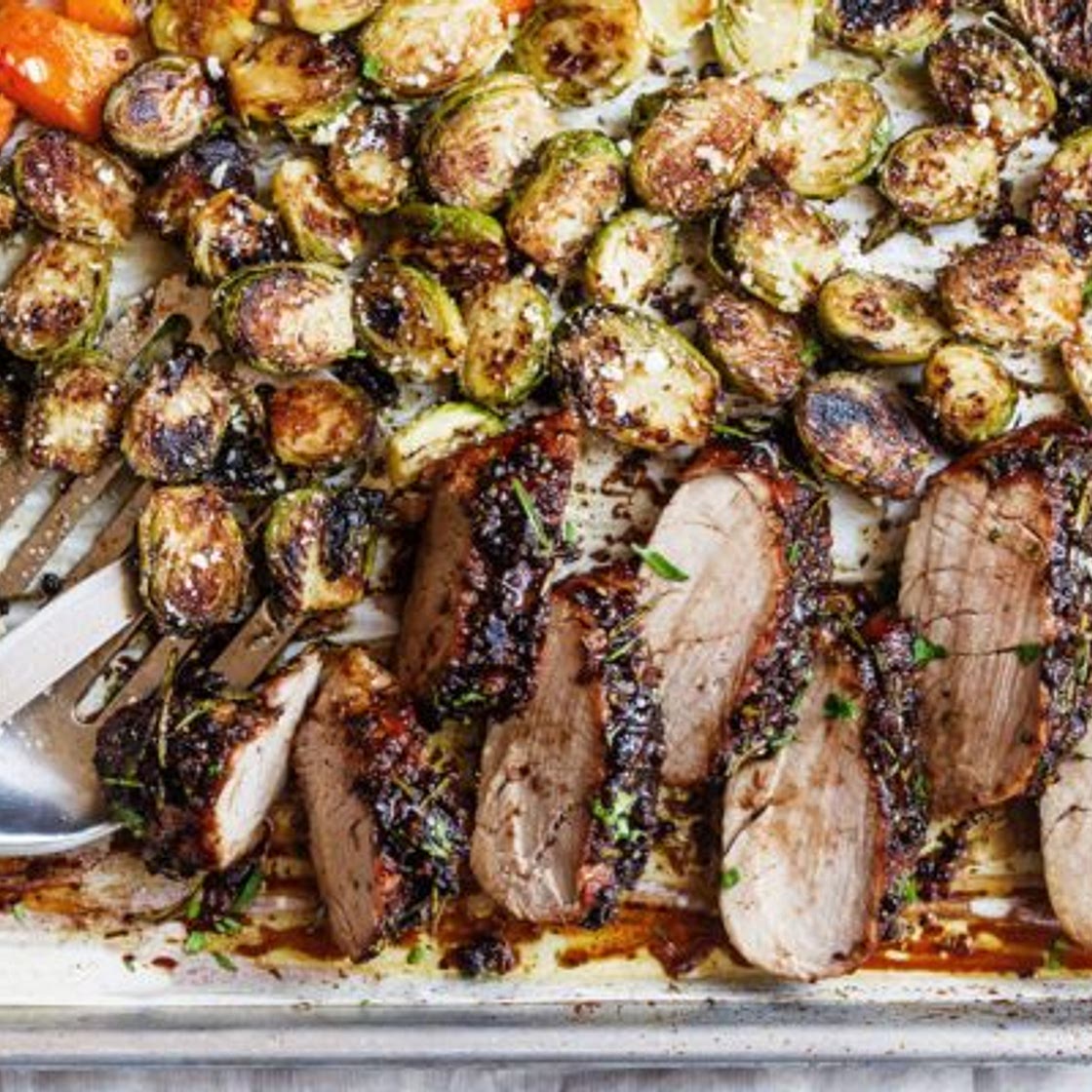 Balsamic Pork Tenderloin in Oven with Fall Veggies