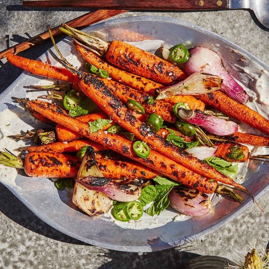 Grilled Carrots with Cumin-Serrano Yogurt