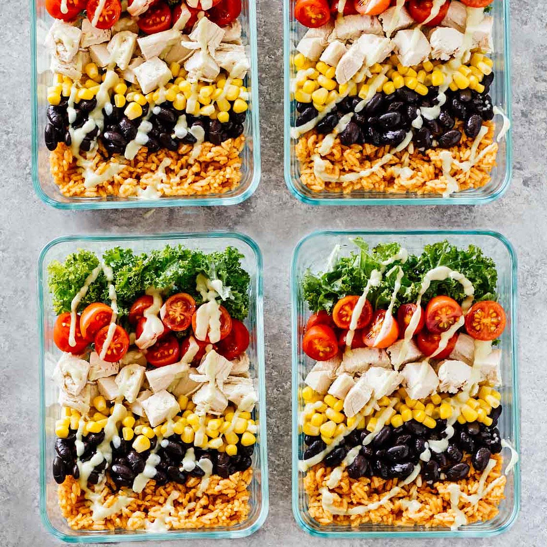 Meal Prep Southwest Chicken Burrito Bowls