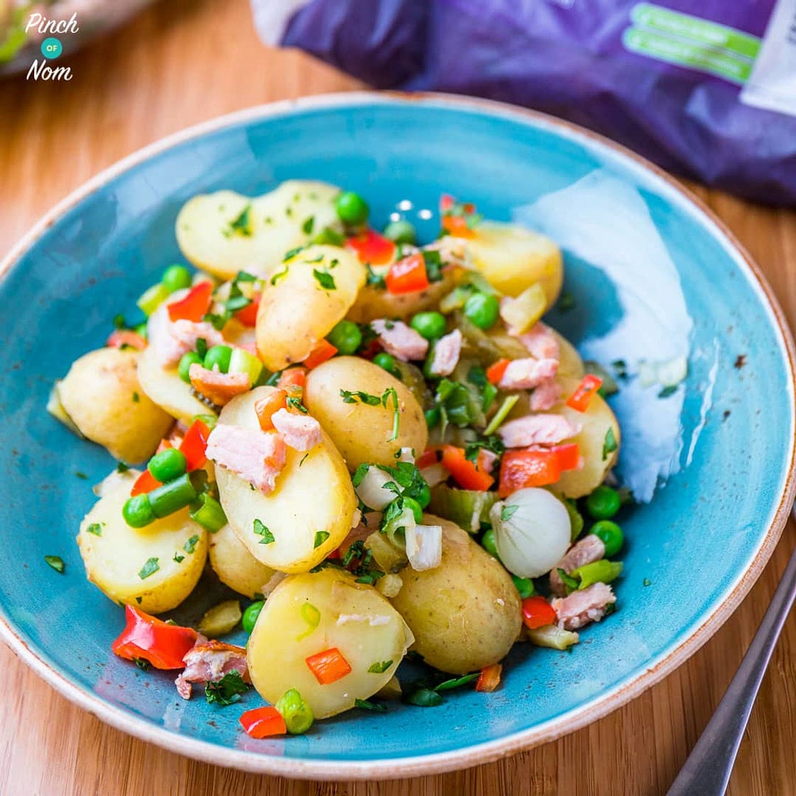 Pea, Pickle and Bacon Potato Salad | Slimming & Weight Watchers Friendly