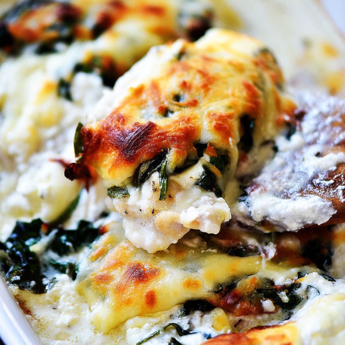 Cheesy Chicken Spinach Bake