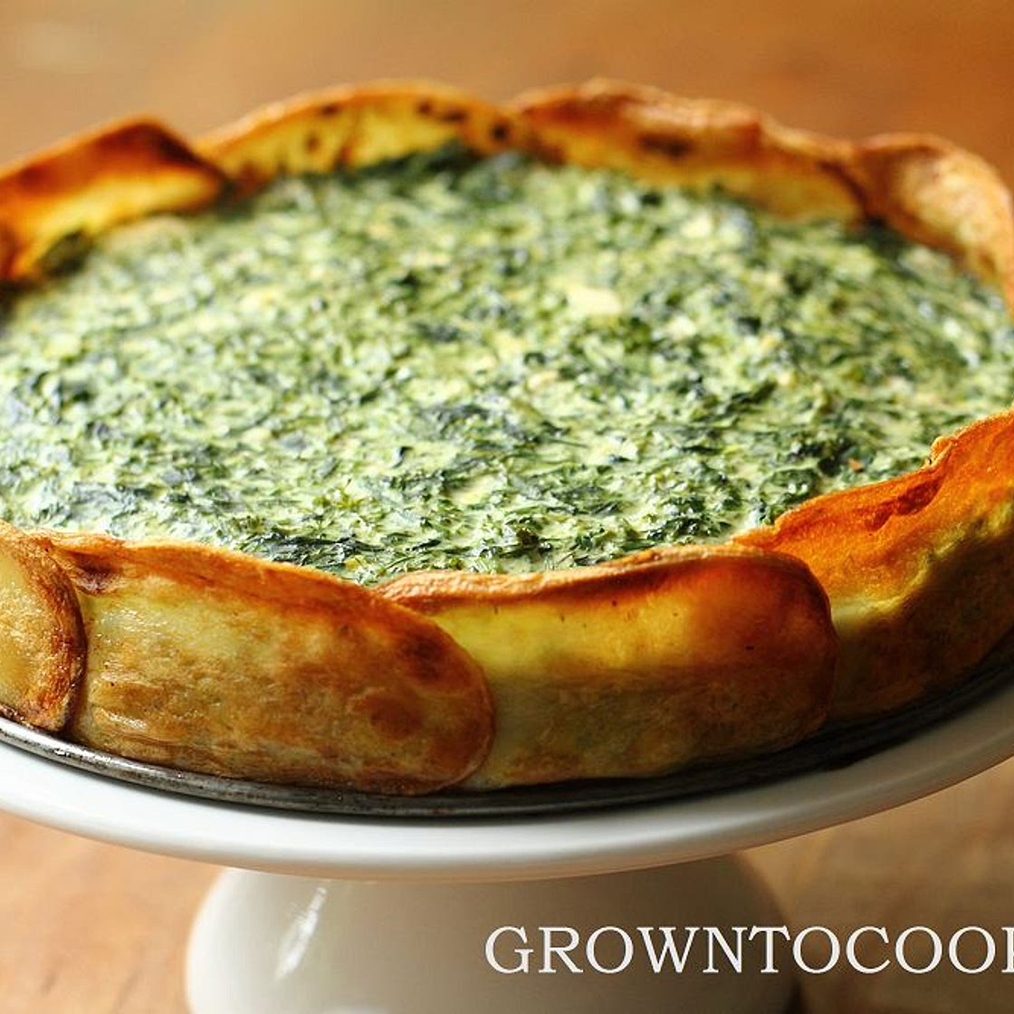 Spinach and spring herb torta in a potato crust