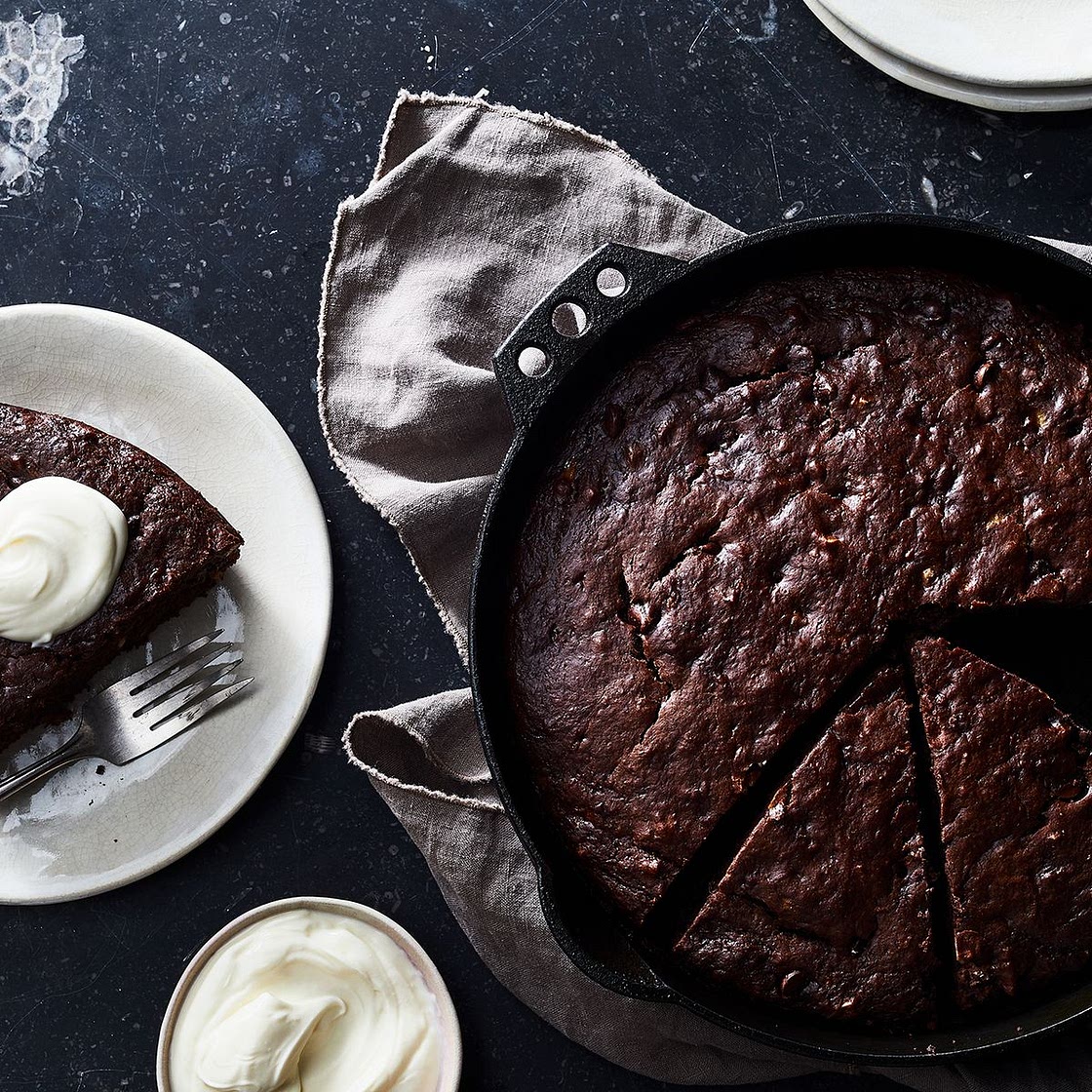 Dark Chocolate-Olive Oil Skillet Banana Bread