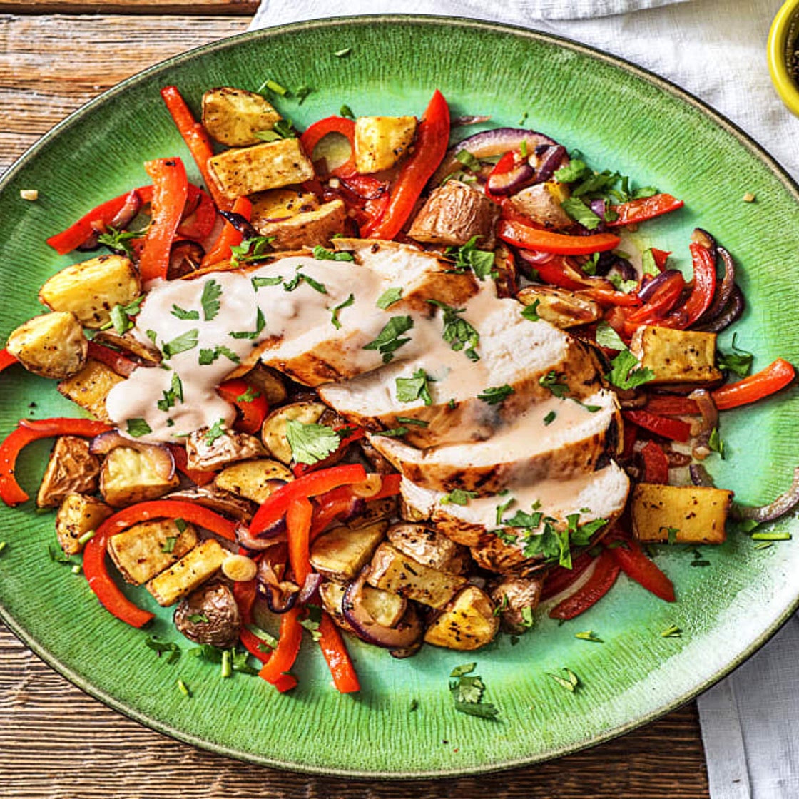 Chipotle Spiced Chicken with Mexican Potatoes and Roasted Veggies