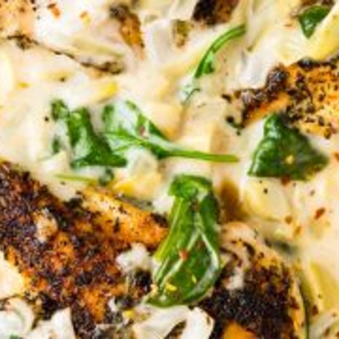 Creamy Spinach Artichoke Chicken Skillet (Paleo, Whole30, Keto)