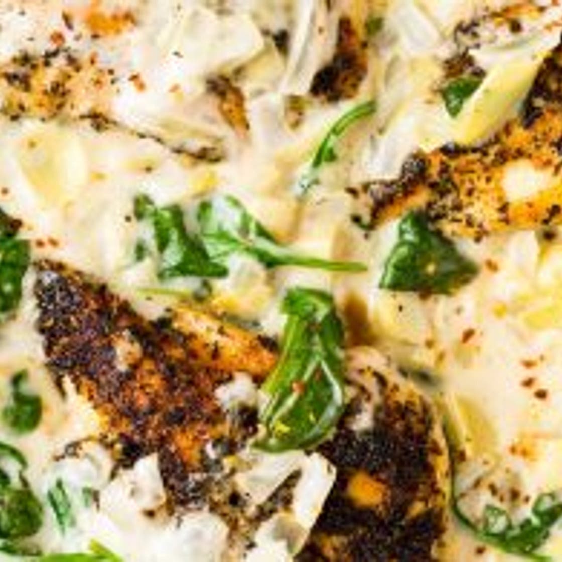 Creamy Spinach Artichoke Chicken Skillet (Paleo, Whole30, Keto)