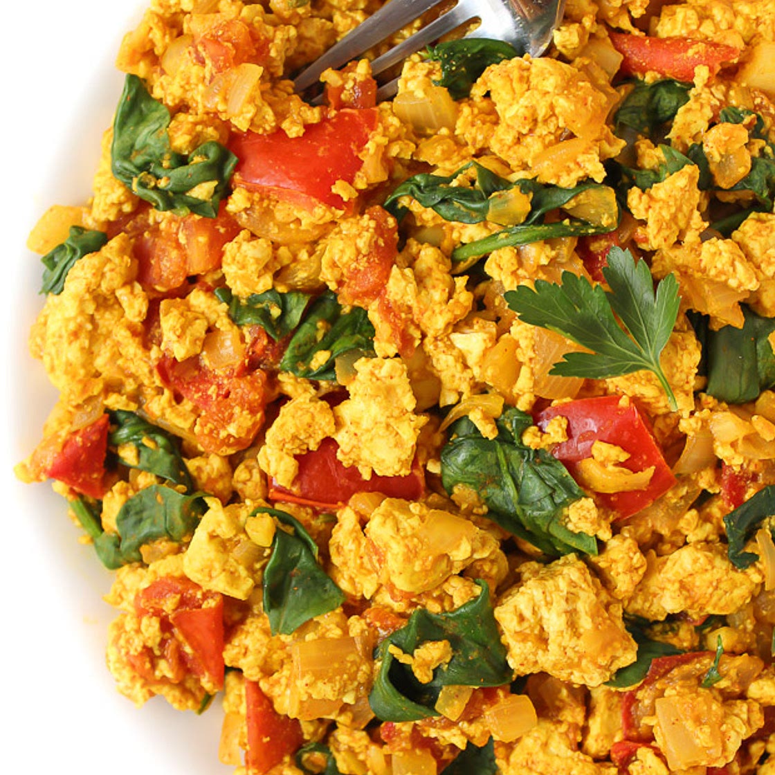 Tofu Scramble with Spinach & Tomato
