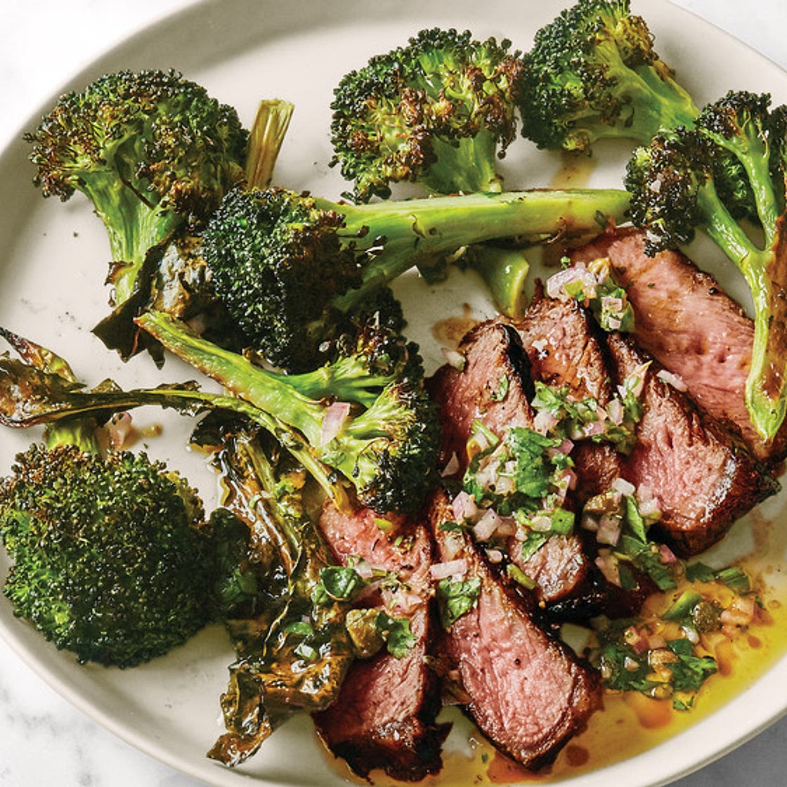 Pan-Roasted Steak with Crispy Broccoli