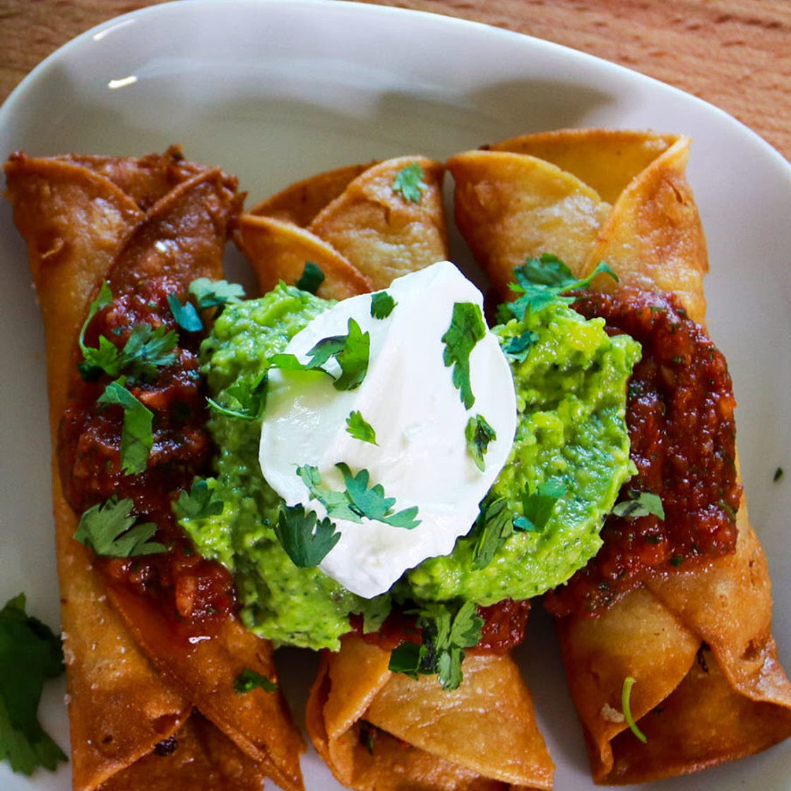 Chicken Taquitos with Chipotle Salsa and Guacamole