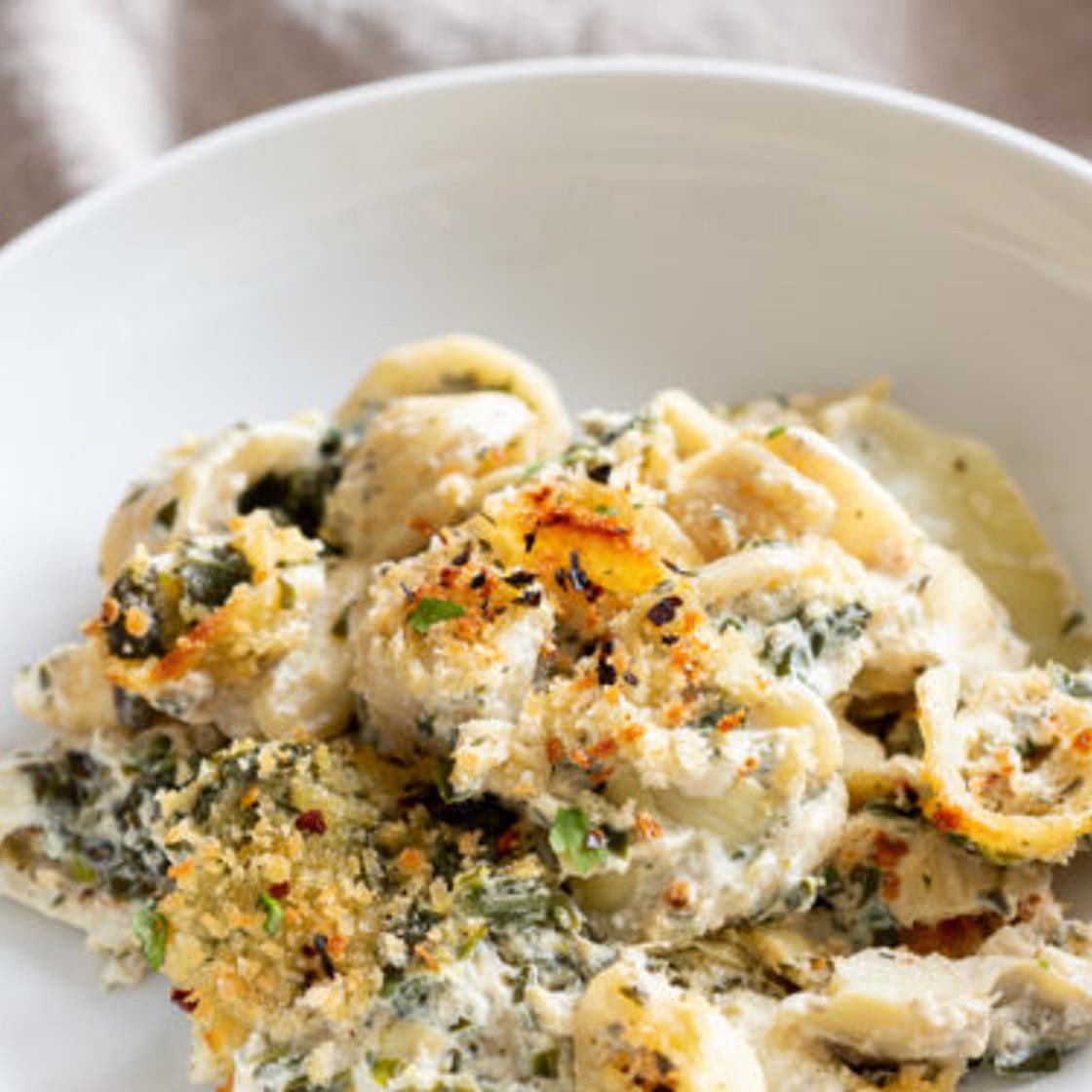 Vegan Spinach Artichoke Pasta Bake