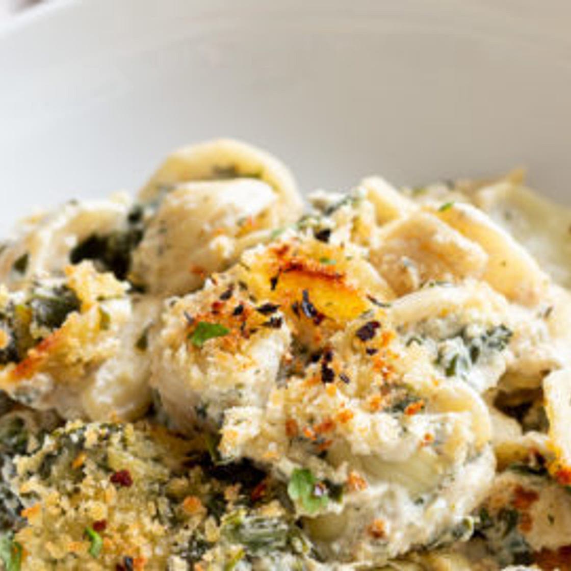 Vegan Spinach Artichoke Pasta Bake