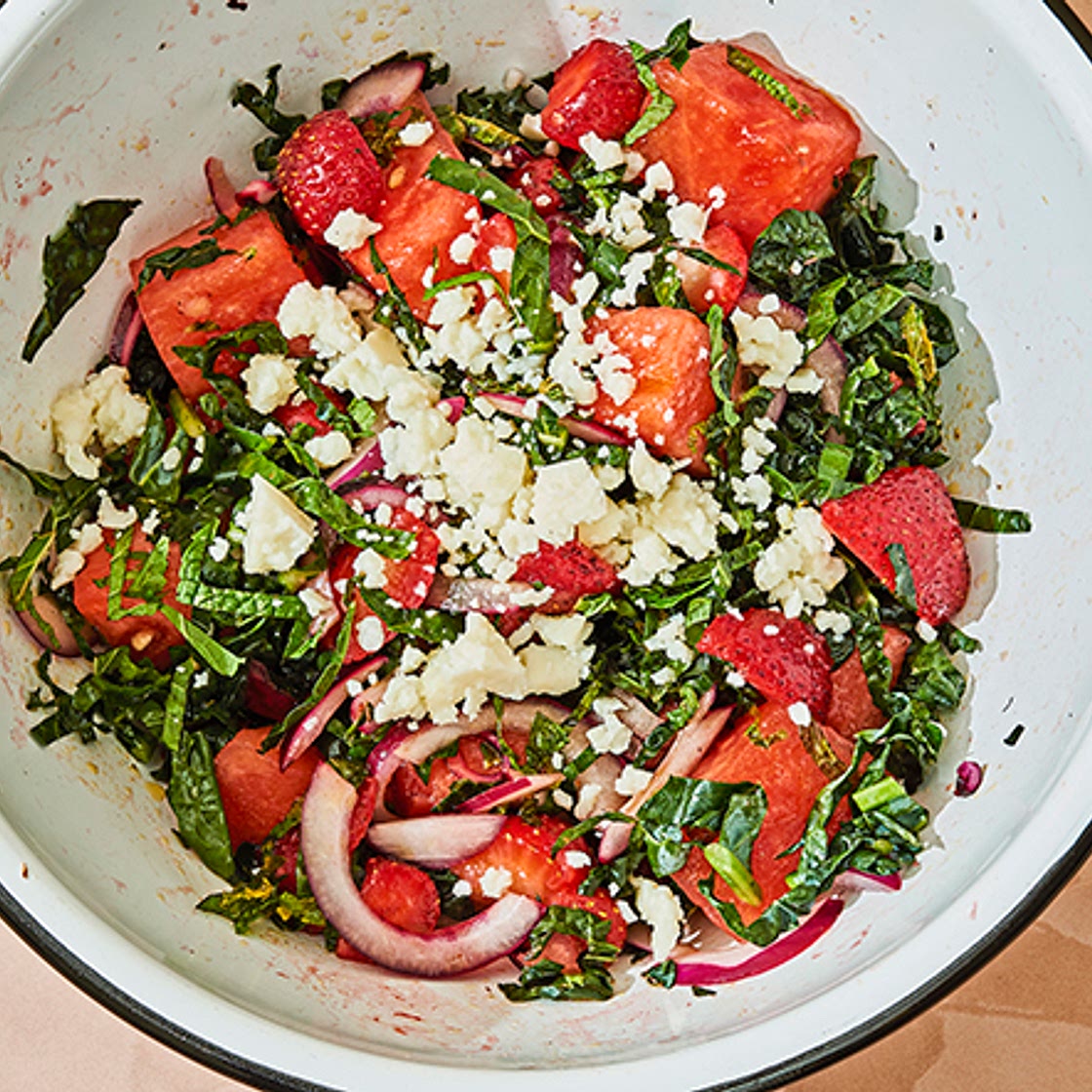 Strawberry, Watermelon, Kale Salad