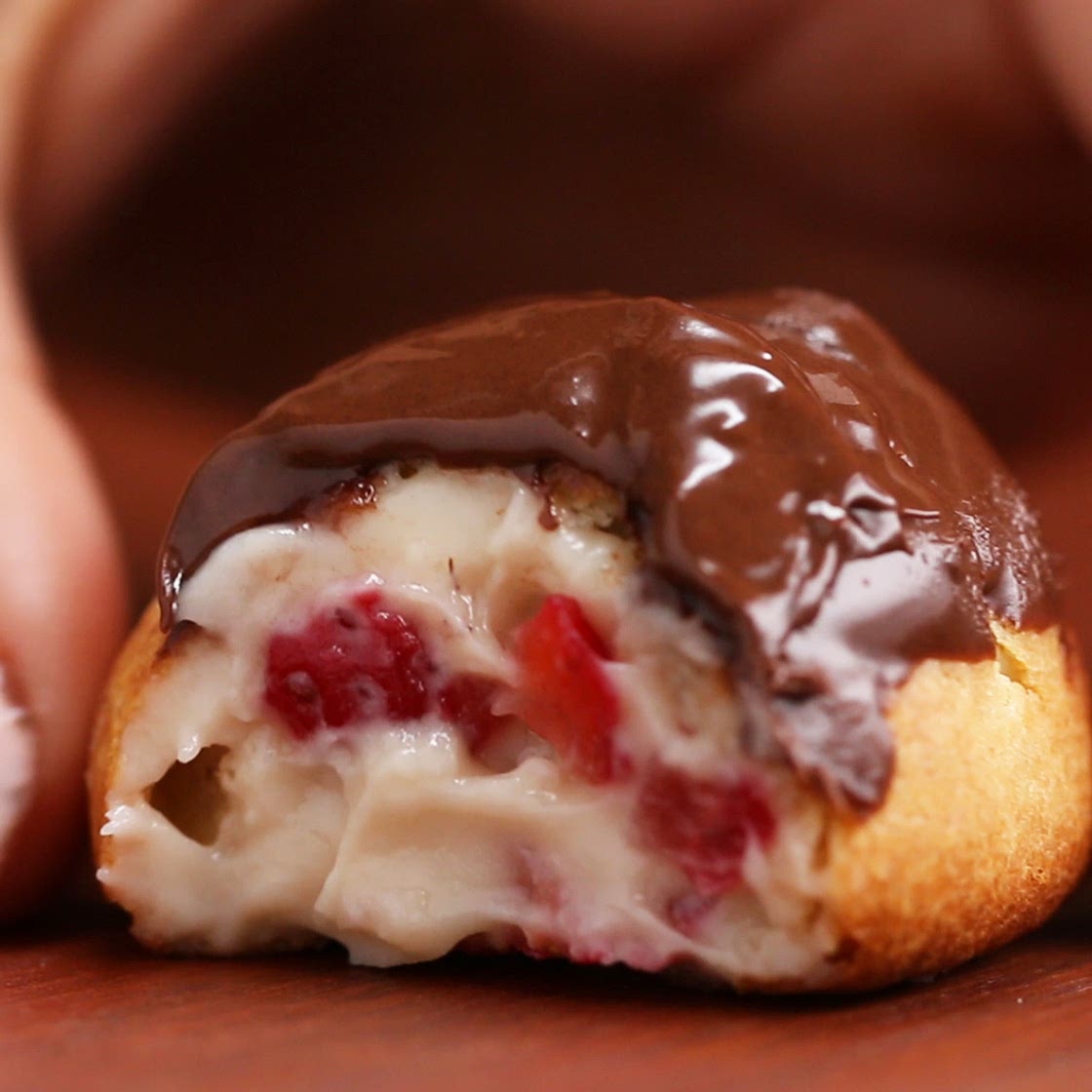 Chocolate Strawberry Cream Puffs Recipe by Tasty