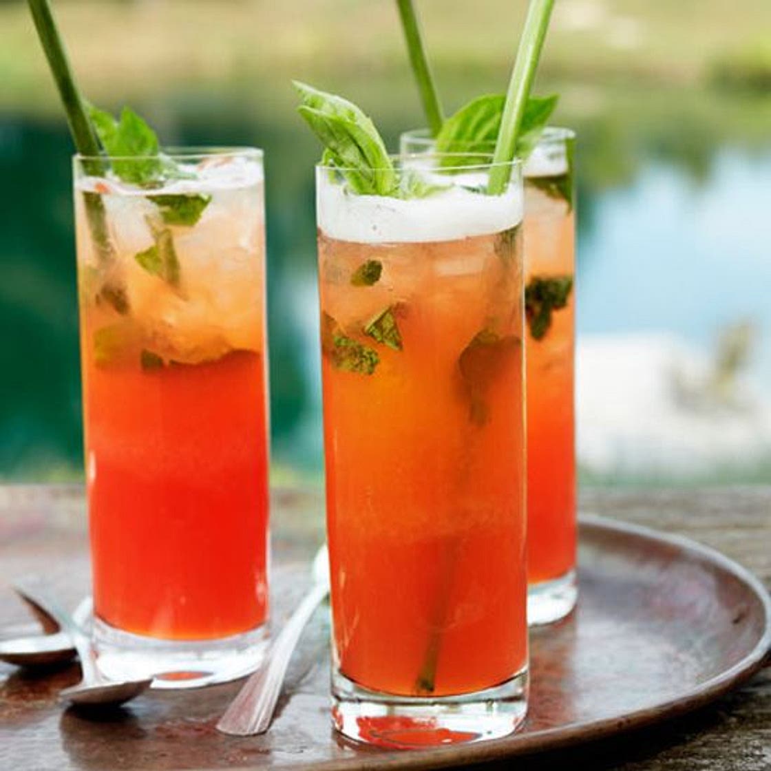 Strawberry-Basil Bourbon Lemonade