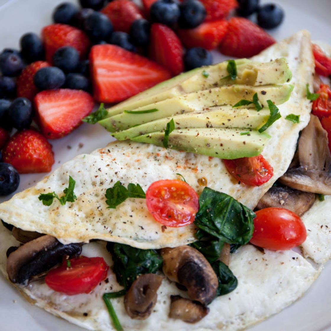 Spinach Mushroom Egg White Omelette