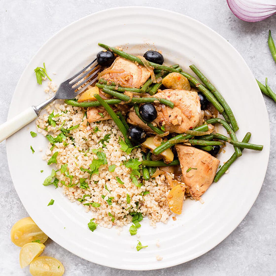 Chicken & lemon tagine with cauli rice