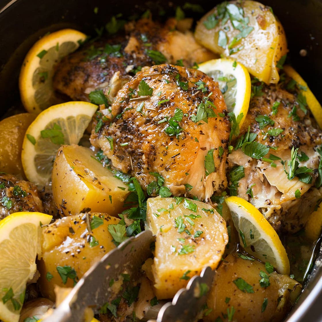 Greek Slow Cooker Lemon Chicken and Potatoes