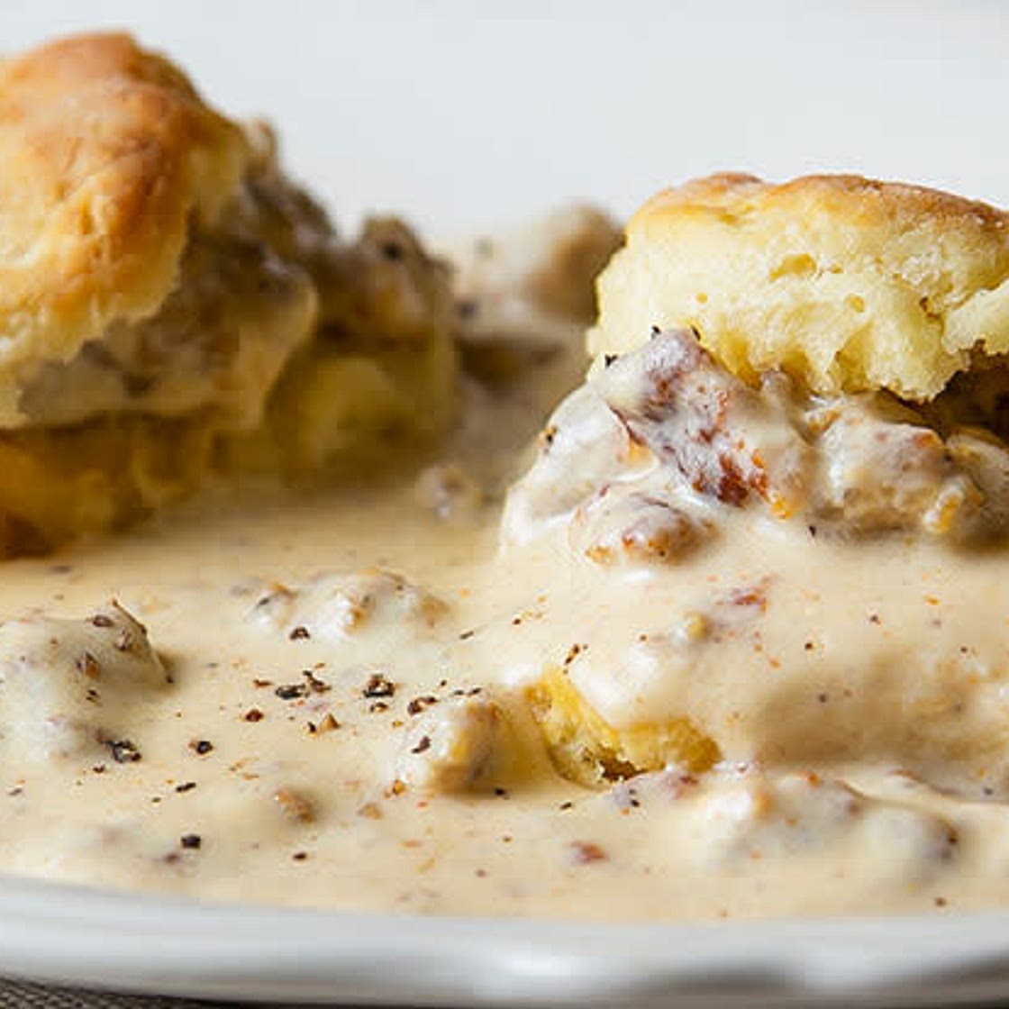 Sausage Biscuits & Gravy, Fruit Salad