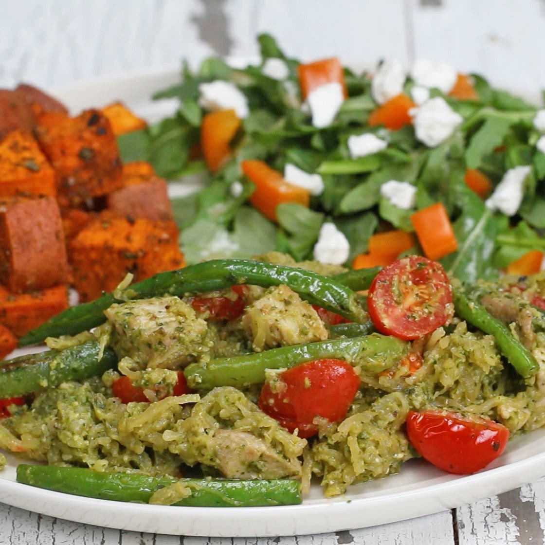 Pesto Chicken Spaghetti Squash Recipe by Tasty