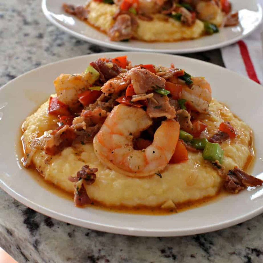 Shrimp and Grits Southern Style with Cheesy Grits