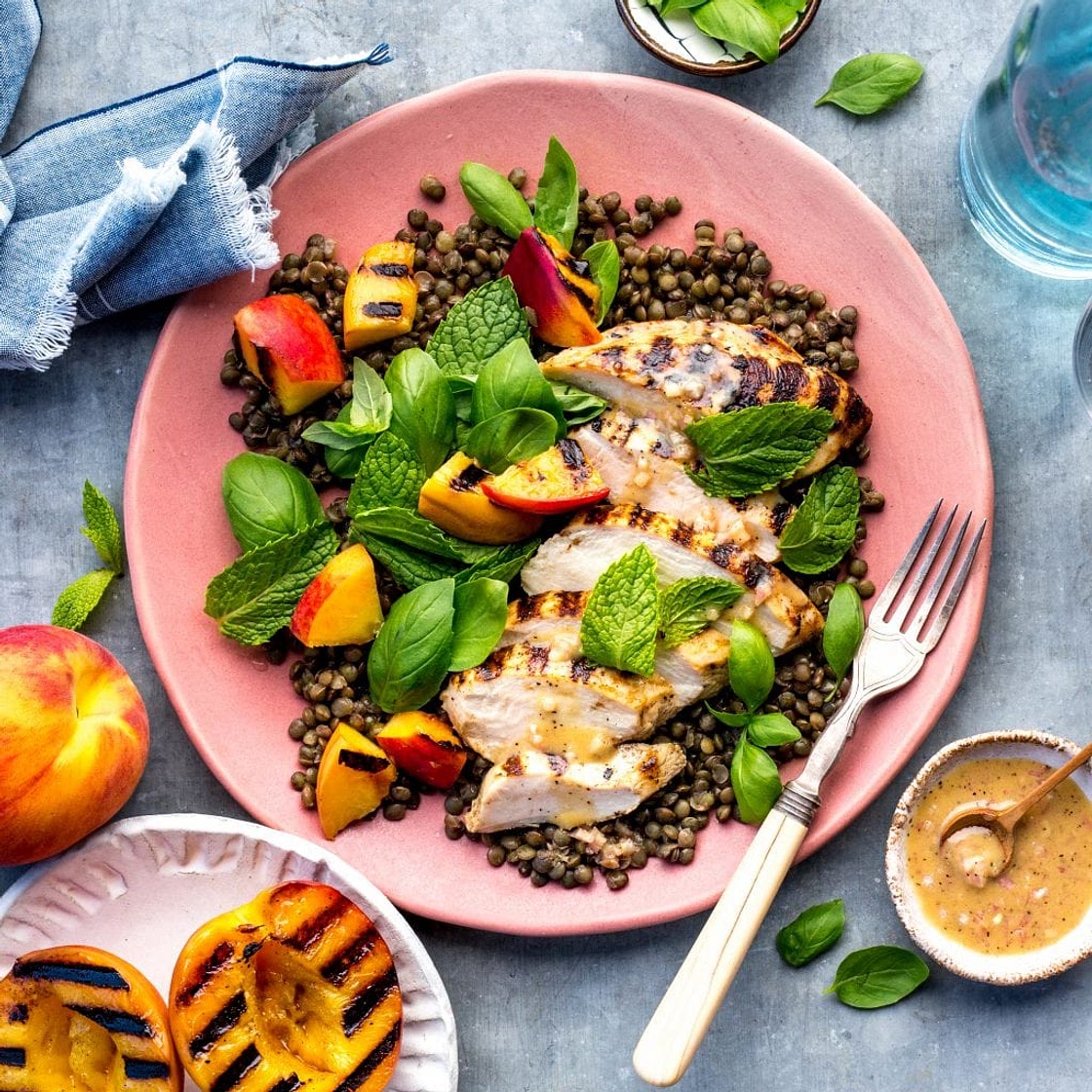 Grilled Chicken, Lentil and Peach Salad | MyFitnessPal