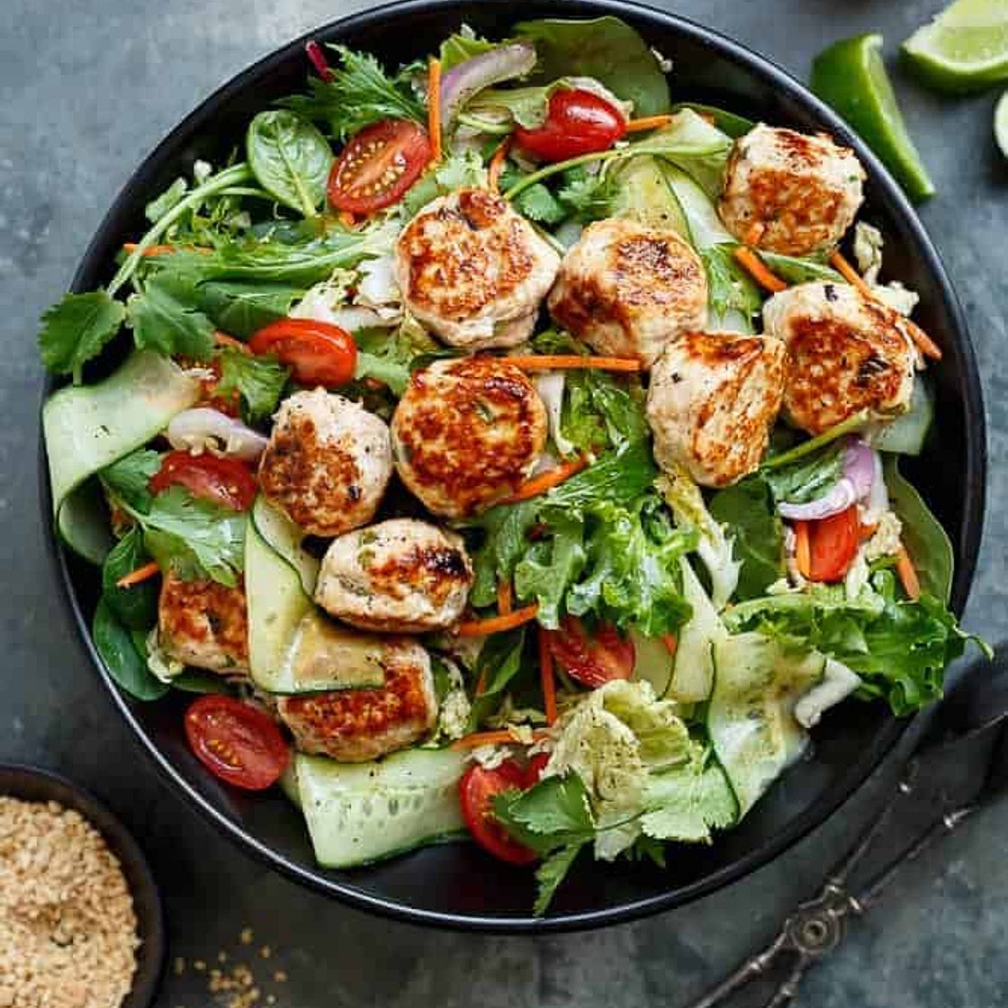 Chicken Meatball Salad - Cafe Delites