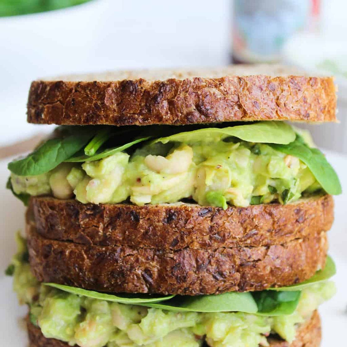 Smashed White Bean, Basil, & Avocado Sandwich