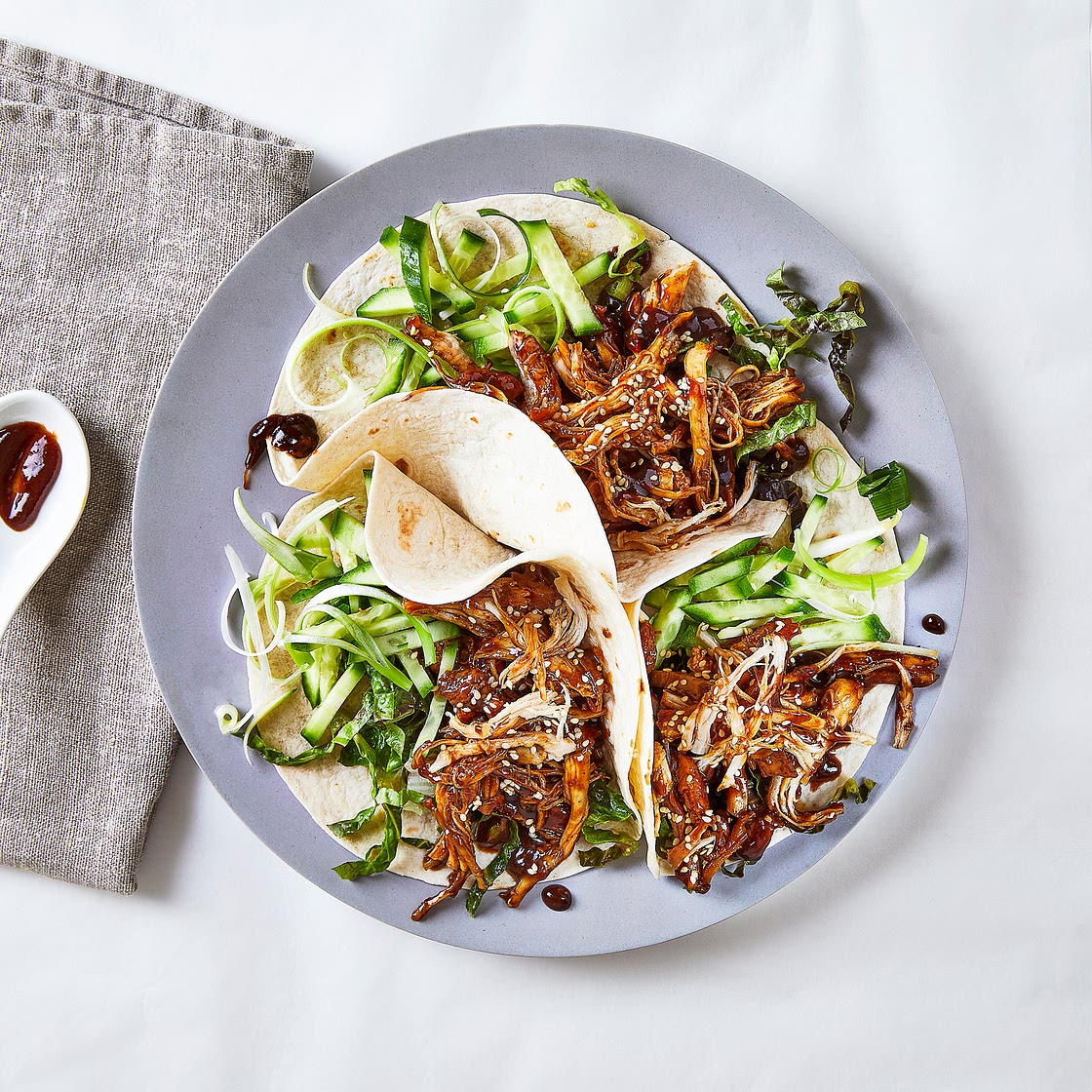 Quick Shredded Hoisin Chicken Wraps