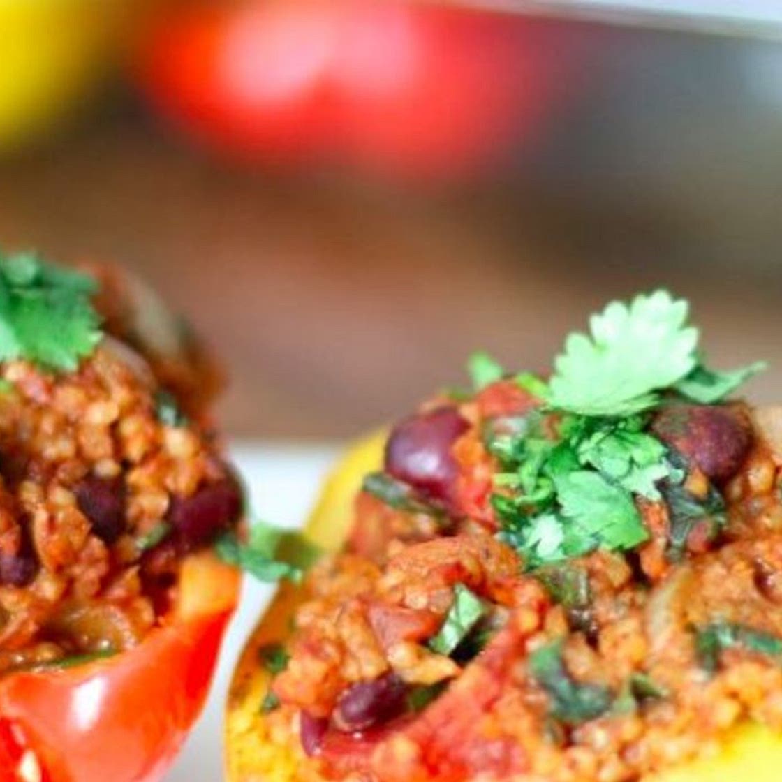 Stuffed Peppers with Bulgur and Beans