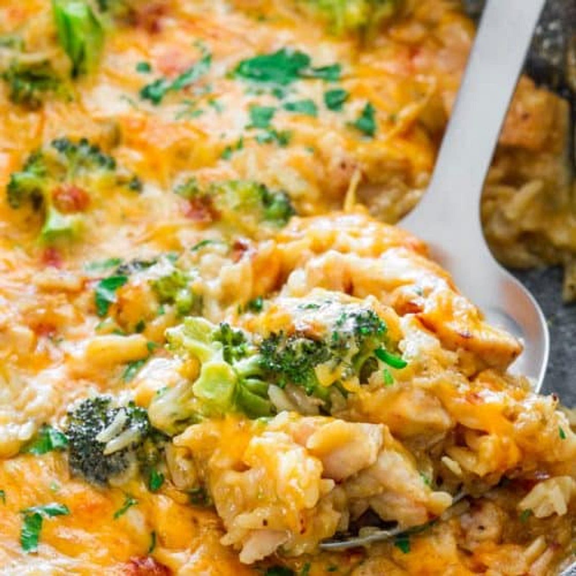 One Pot Cheesy Chicken Broccoli and Rice Casserole