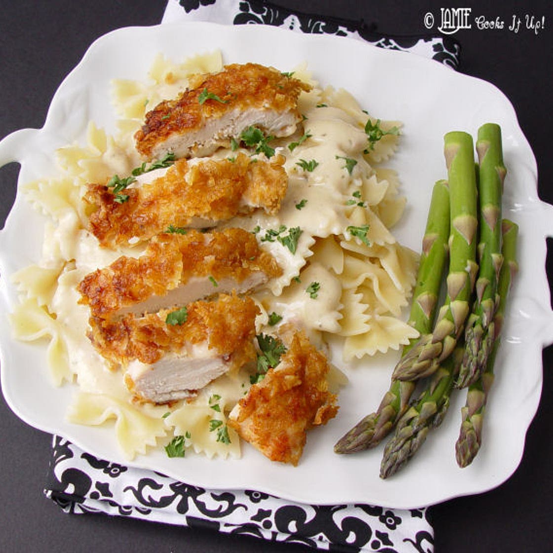 Crispy Chicken with Italian Sauce and Bowtie Noodles (NEW and IMPROVED)