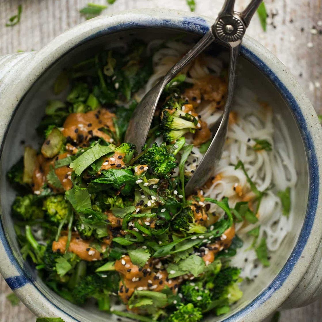 spicy peanut sauce noodle bowl